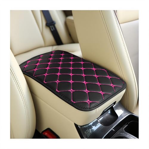 Car Center Console Cushion Pad, PU Leather Vehicle Armrest Cover Protector, Anti-Scratch Automotive Interior Arm Rest Seat Box Mat Accessories, Universal for SUV Sedan Truck (Black/Rose Red) - color: Black Rose Red