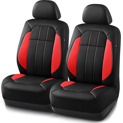 Road Comforts Car Seat Covers, Breathable Leather Seat Covers, Car Seat Covers Front Seats Airbag Compatible, Automotive Seat Covers for Most Cars, Vans, Trucks, SUV - Red - color: red, size: Front Seats