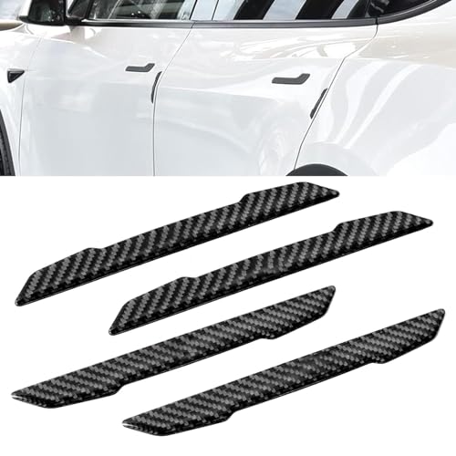 Door Protector Edge Guards Compatible with Tesla Model 3 Y X S Cybertruck Carbon Fiber Exterior Accessories Anti-Collision Bumper Guard Strip Rearview Mirror Wrap Trim Trunk Cover Strips (Black) - color: Black