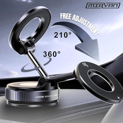 Magnetic Phone Mount for Car, Universal Suction Phone Holder 360 Adjustable for Dashboard, Windshield, Mirror and Desk, All Smartphones