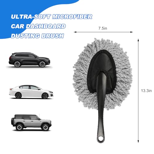 Car Dash Duster Brush, Soft Microfiber Multi-Functional Auto Dash Dust Cleaning Brush, Scratch Free Dusting Tool for Cleaning Vehicle Home Kitchen Computer, Car Accessories (Gray) - color: Gray