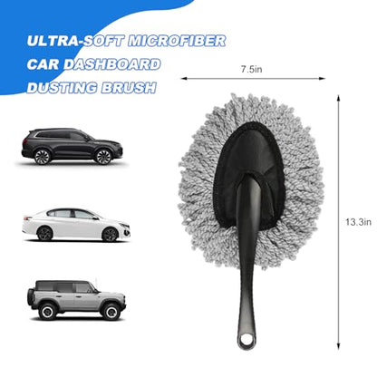 Car Dash Duster Brush, Soft Microfiber Multi-Functional Auto Dash Dust Cleaning Brush, Scratch Free Dusting Tool for Cleaning Vehicle Home Kitchen Computer, Car Accessories (Gray) - color: Gray