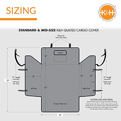 K&H Pet Products Quilted Cargo Cover Black Standard/Mid-Size Vehicle 54 Inches - color: Black, size: Standard/Mid-size Vehicle 54 Inches