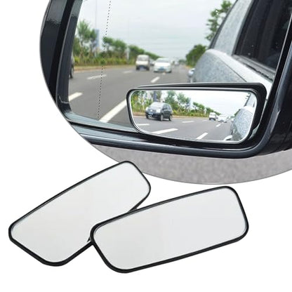 2-Pack Car Blind Spot Mirror, 3.7" x 1.4" Curved Wideangle, High-Definition Glass Adjustable Anti-Glare, Universal Car Side Mirror (Black)
