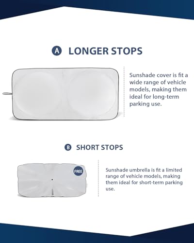 Retractable Windshield Sun Shade for car Windshield Sun Shade,99% UV Blocking,Long-Frequency and Short-Frequency Demand,Small(Sunshade 59.06"x27.56",Umbrella 55.12"x31.5") - size: Small