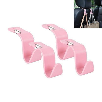 Car Seat Headrest Hooks, Car Organizer Hanger Storage Hooks for Handbags Purses Groceries Backpack Coat 4 Pack (Pink) - color: Pink