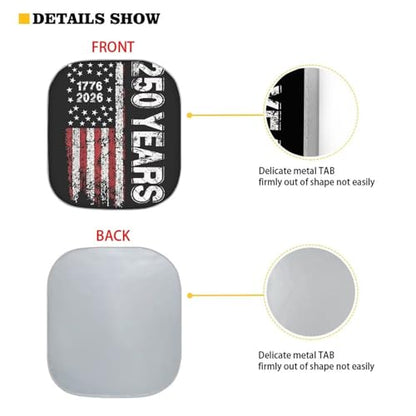 AFPANQZ 1776-2026 Years Print 2 PCS Car Windshield Sun Shade, Universal Vehicle Interior Accessories - Auto Sun Heat and UV Rays Blocker, Foldable Automotive Front Window Sunshade Protector - color: 1776-2026 Years