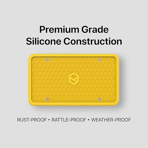 Rightcar Solutions Car Plate Frame, Silicone License Plate Frame, Rust-Proof Rattle-Proof Weather-Proof License Plate Holder for Front or Rear, Yellow, 1 Pack - color: Yellow