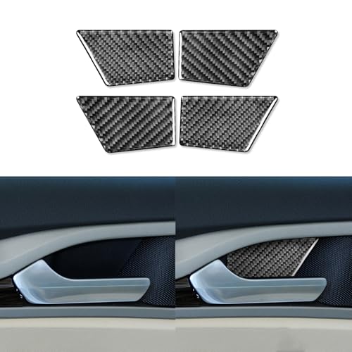 Real Bright Soft Carbon Fiber Car Inner Door Handle Bowl Panel Anti-Collision Cover Decoration Trim Sticker Compatible with Ford Mondeo/Fusion 2013-2019 Auto Interior Accessories Black - color: Black-inner Door Bowl