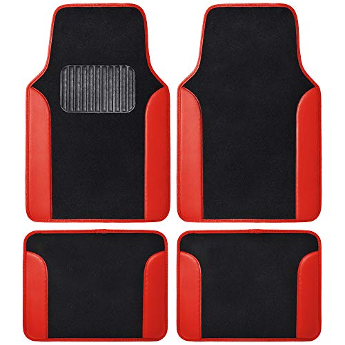 BDK Red All Weather Heavy Duty Car Floor Mats Interior Liners for Auto Van Truck SUV, Heavy Duty All Weather Protection, Fits Front & Rear