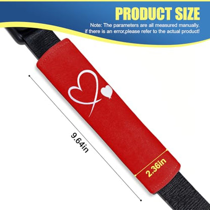 Craedli 2PCS Heart-Shaped Car Seat Belt Covers, Comfortable Auto Seat Shoulder Strap Pads Protect Neck, Cute Soft Vehicle Safe Harness Pad for Most Cars (Red) - color: Red