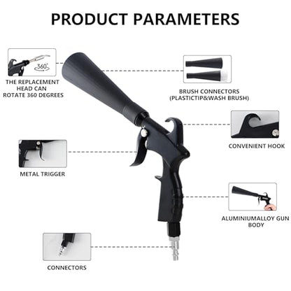 Tornado Detailing Car Cleaning Gun with Metal Nozzle | Interior Drying Air Gun | High Pressure Blower Gun | Car Cleaning Kit for Swiftly Removing Dirt and Dust with Air Flow - size: Size2