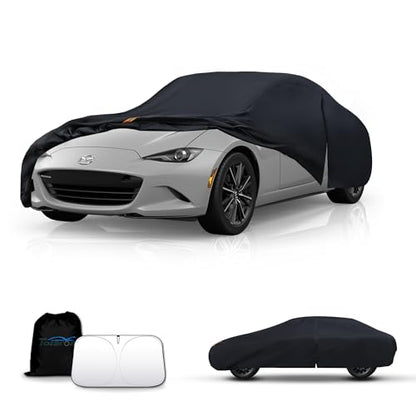 Waterproof Car Cover All-Weather, Heavy-Duty Outdoor Full Exterior Automobiles Snow Cover for Sedan up to 165 inch with Sun Visor,Zippered & Storage Bag - Black - size: Fit Coupe Length up to 165 inch(3S-0)