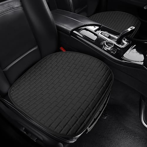 VarCozy Linen Car Seat Covers, Bottom Breathable Seat Covers for Cars for All Seasons with Non-Slip Protector, Universal Seat Covers for Cars, SUVs, Trucks - color: Black, size: Bottom Seat Covers