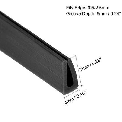 uxcell Edge Trim U Seal Extrusion, Silicone Black U Channel Edge Protector Sheet Fits 0.5-2.5mm Edge 3Meters/9.84Ft Length - size: 3000mmx4mmx7mm