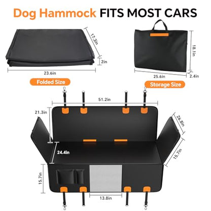 Dog Car Seat Cover Hard Bottom, 400LBS Back Seat Extender for Dogs, Waterproof PU Leather Dog Hammock, Heavy Duty Dog Seat Protector for Car SUV Truck