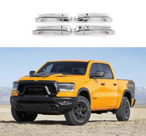 Car Accessories Fit for Dodge Ram 1500 2024 2023 2022 2021 2020 2019 Door Handle Cover Trims （Chrome Silver with Smart Hole ABS 8PCS - color: Chrome Silver With Smart Hole