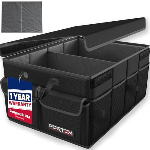 FORTEM Trunk Organizer For SUV Car Trunk Organizer, Foldable Storage, Car Accessories for Women Men, Collapsible Bag, Perfect Christmas Gifts, 600D Oxford, Non Slip Bottom, Straps, Soft Cover (45L) - color: Black, size: Standard (45l)