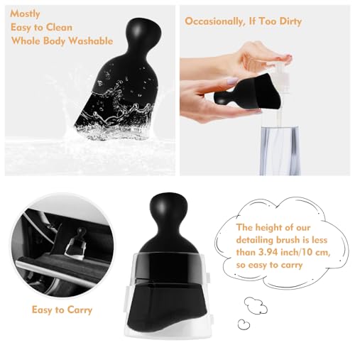 Car Interior Cleaning Brush Car Duster Interior with Ultra Soft Bristles Auto Detailing Brushes Dusting Car Accessories for Dashboard, AC Vents, Leather, Scratch-Free (1Pack_Black) - size: Black