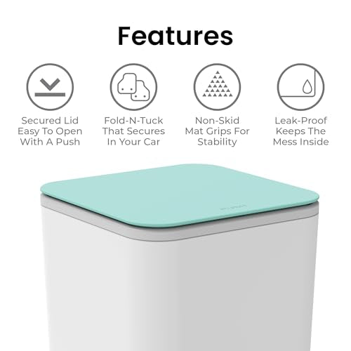 Ninestars Mini Car Trash Can with Press Lid, 3L / 0.79 Gallon Small Garbage Bin, Foldable Leak-Resistant Design with Weighted Non-Slip Base for Car Floor & Center Console (White & Green) - color: White & Green