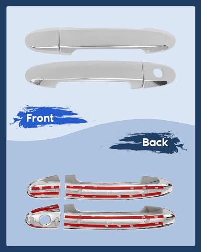 LUJUNTEC Outside Exterior Door Handle Set Fits 2010-2012 for Hyundai for Santa Fe Chrome 4Pcs