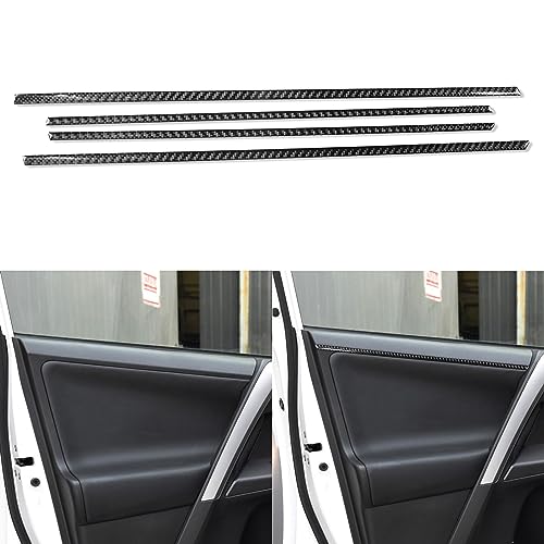 NVCNX Real Premium Carbon Fiber Car Door Panel Strip Cover Decal Compatible with Toyota RAV4 2013 2014 2015 2016 2017 2018 XLE LE Limited SE Adventure Platinum Hybrid Interior Trim Accessories Black - color: Door Panel Strip