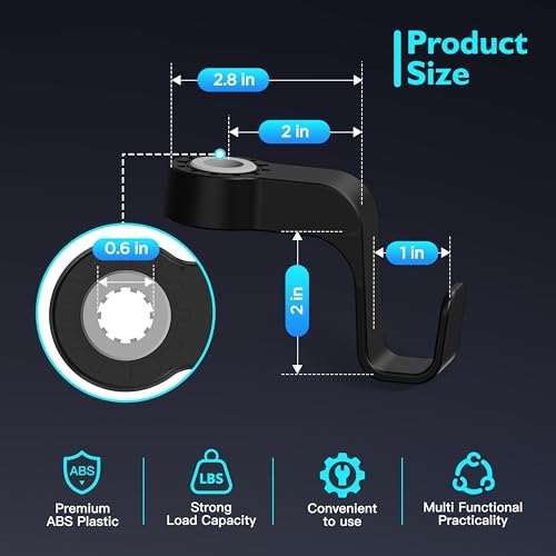 Amooca Car Seat Hooks Anti-Drop Headrest Storage Hanger Universal Fit Automotive Organizer for Purse Bag Coat Black 2 Pack - color: Black