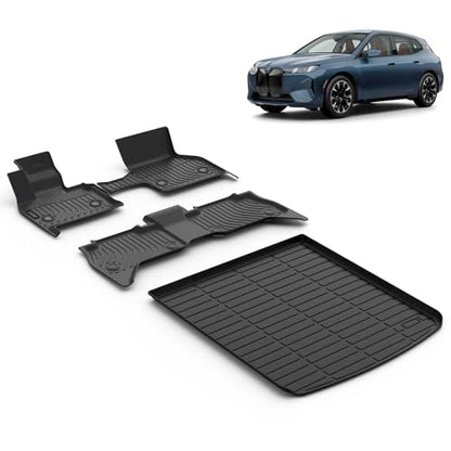 All Weather Car Floor Mats & Cargo Liner Set Fit for BMW iX 2022 2023 2024 2025 Floor Liners Trunk Liner iX Cargo Mat Accessories Black - style: 5)For BMW iX 2022-2025 Full Set
