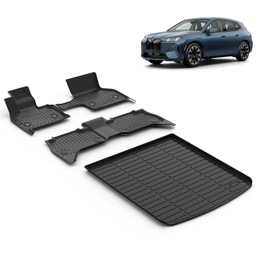 All Weather Car Floor Mats & Cargo Liner Set Fit for BMW iX 2022 2023 2024 2025 Floor Liners Trunk Liner iX Cargo Mat Accessories Black - style: 5)For BMW iX 2022-2025 Full Set