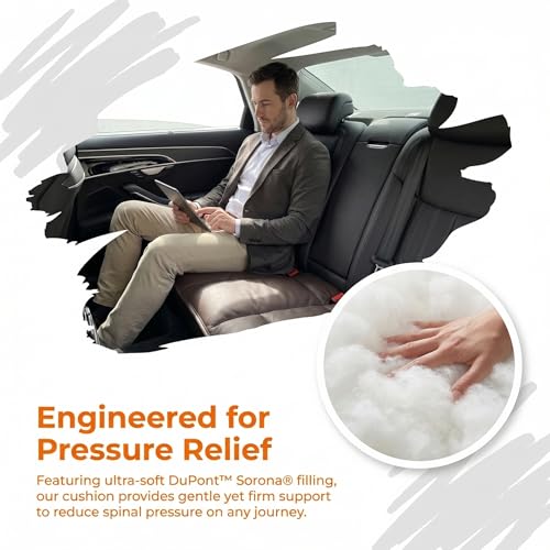 A leather rear seat cushion specially designed for cars - made by hand - can relieve pain in the buttocks, pressure points, and sciatic nerve. | Rear seat cover (Coffee Brown, Rear Seat Cushion) - color: Coffee Brown, size: Rear Seat Cushion