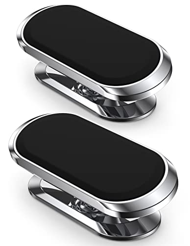 2 Pack Magnetic Phone Holder for Car, Upgrade Magnet - 360 Rotation and Easy Installation, Compatible with All Smartphones,Dashboard Car Phone Holder,Must be Used Together with Iron Sheets - color: Silver