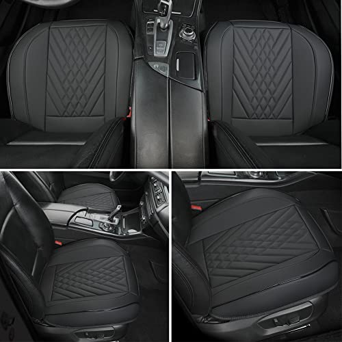 GIANT PANDA Premium PU Leather Front Car Seat Cover Protector Anti-Slip Bottom Seat Cover Fits 95% of Vehicles, Wrapping Around The Bottom (1 Pack - Black) - color: Front Seat Black, size: 1 Piece Standard Size