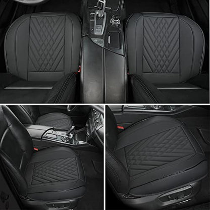 GIANT PANDA Premium PU Leather Front Car Seat Cover Protector Anti-Slip Bottom Seat Cover Fits 95% of Vehicles, Wrapping Around The Bottom (1 Pack - Black) - color: Front Seat Black, size: 1 Piece Standard Size