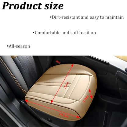 Car Front Seat Covers, Leather Anti-Slip Vehicle Front Seat Protection Full Wrap, Waterproof Driver Automotive Bottom Cushion Pad Mat Accessories, Universal for SUV, Sedan, Truck (Beige) - color: Beige