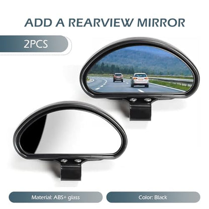 2 PCS Car Blind Spot Mirrors, High-definition Scratch-resistant Vehicle Reversing Aid, Adjustable Teaching Vehicle Wide-angle Rearview Mirror, for Most Cars, Trucks, SUVs (Black)