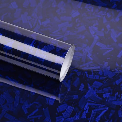 Lypumso Blue Forged Carbon Fiber Vinyl Wraps, Car Wraps Vinyl Rolls for DIY Use, High Gloss Self-Adhesive Stickers for Auto Interior and Exterior, Vehicle Films with Air Release Technology 1ft x 5ft - color: Blue Forged Carbon, size: 1ft x 5ft