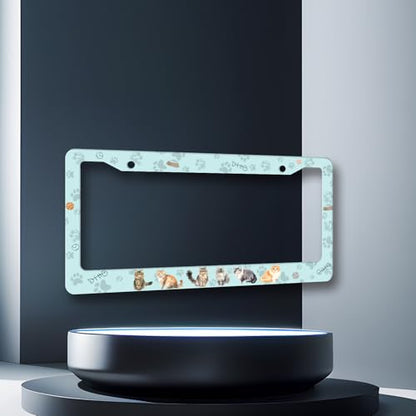 Cat Paw Prints License Plate Frame Colorful Animals Cats License Plate Holders Pet Funny Stainless Steel Car Bracket 2 Hole with Screws Universal Auto Accessory License Plate Frames 6.2x12.2 Inch - color: Animals Cats Pet Paw Prints