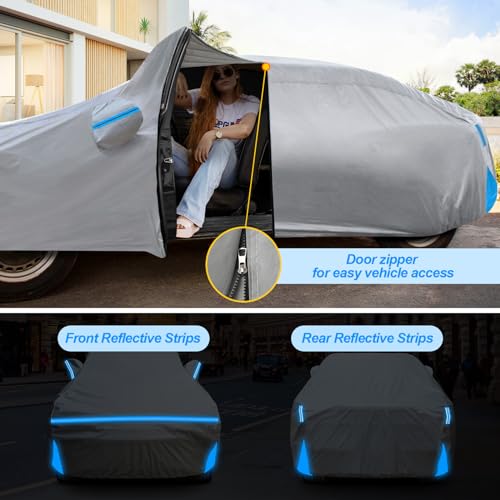 Car Cover for 2014-2026 Mini Cooper 4 Door, Waterproof Custom-fit All Weather Sun Rain UV Dust Snow Protection Outdoor Full Car Cover with Door Zipper and Cotton Lining-Grey - size: Mini Cooper 4 Door