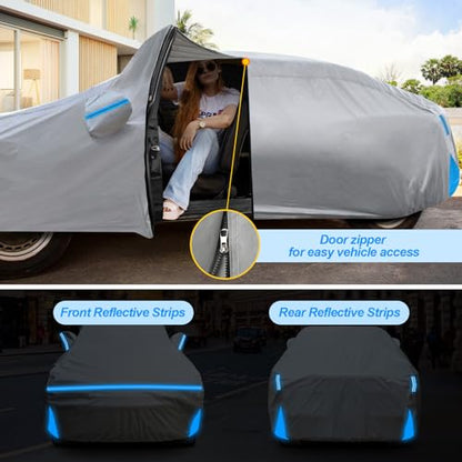 Car Cover for 2013-2026 BMW M4/4 Series 420i 428i 430i 435i 440i Sedan Coupe, Waterproof Custom-fit Sun Rain Dust Snow All Weather Protection Outdoor Car Cover with Cotton Lining and Door Zipper-Gray - size: 4 Series Cover