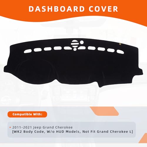 Dashboard Cover Dash Mat Fit for Je-ep Grand Cherokee 2021-2011 (WK2 Body Code,W/o HUD Models,Not Fit Grand Cherokee L),Car Dash Board Mat Anti-Glare Carpet,Non-Slip Pad (Black) - color: Black, size: Fit 11-21 Grand Cherokee WK2 - (Black)