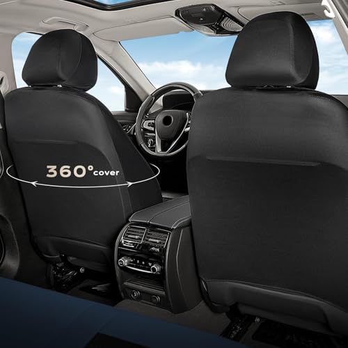 Coverado Car Seat Covers Front Seats, Luxury Leather Car Seat Covers, Automotive Mesh Seat Covers 2 Pack, Airbag-Compatible, Black Blue Seat Covers for SUV Sedan Truck - color: Blue&Black, size: Frontpair