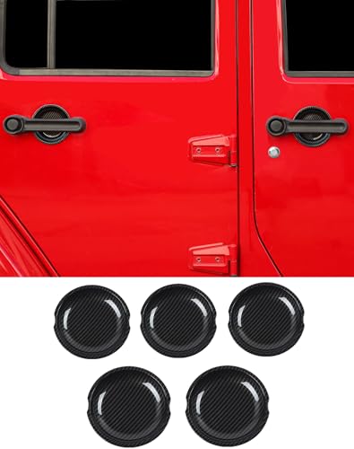 5PCS Door Handles Bowl Cover Trim Recess Guard Fit for 2007-2017 Jeep Wrangler JK JKU Exterior Decor Protect Accessories (Carbon Fiber) - color: Carbon fibre
