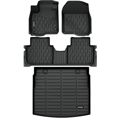 Floor Mats & Cargo Liner Compatible with Honda CR-V 2023 2024 2025 2026 (Include Hybrid), Full Set All Weather Protection 1st, 2nd Row Car Liners & Trunk Mat, Black - style: Honda CR-V 2023 2024 2025 (Include Hybrid)