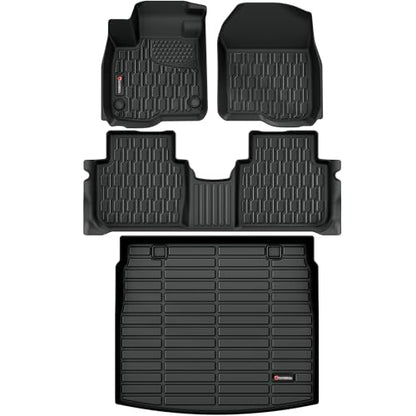 Floor Mats & Cargo Liner Compatible with Honda CR-V 2023 2024 2025 2026 (Include Hybrid), Full Set All Weather Protection 1st, 2nd Row Car Liners & Trunk Mat, Black - style: Honda CR-V 2023 2024 2025 (Include Hybrid)