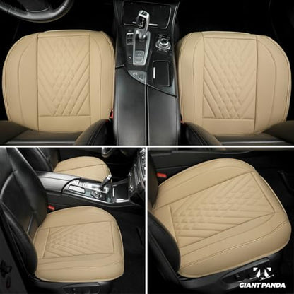 GIANT PANDA 1pack Front Car Seat Cover Bottom Seat Cover, PU Leather Driver Car Seat Protector Fits 95% of Vehicles, Wrapping Around The Bottom (Beige) - color: Front Seat Beige, size: 1 Piece Standard Size