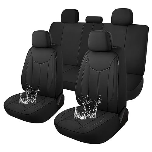 CAROMOP Waterproof Car Seat Cover Full Seats, Neoprene Seat Covers for Cars,Split Bench Compatible Car Interior Covers, Universal Fit Most Car Sedan Truck SUV(Black) - color: Black, size: Full Set