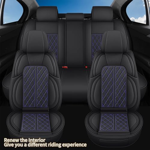 Leather Automotive Seat Covers Universal Fit for Cars, SUV, Sedans, Anti-Slip & Breathable (Black Blueline, Front Seat) - color: Black BlueLine, size: Front Seat