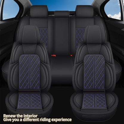 Leather Automotive Seat Covers Universal Fit for Cars, SUV, Sedans, Anti-Slip & Breathable (Black Blueline, Front Seat) - color: Black BlueLine, size: Front Seat
