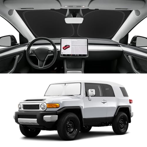 Custom Fit Windshield Sun Shade for Toyota FJ Cruiser 2007-2014, Blocks UV & Heat, Front Window Sunshade Accessories, Easy Fold & Store Keep Your Car Cooler - size: for 2007-2014 Toyota FJ Cruiser