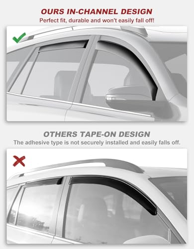 in-Channel Window Rain Guards Fit for Toyota RAV4 2013-2018, Extra Durable Window Visors Window Deflectors Vent Visors Vent Shades Car Accessories-4 pcs - size: Fit for 2013-2018 Toyota RAV4